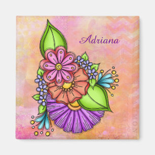 Colorful Doodle Flower Bundle Magneet