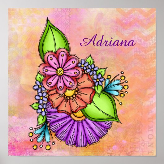 Colorful Doodle Flower Bundle Poster (Voorkant)