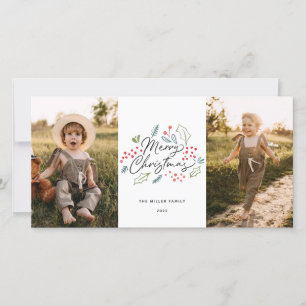 Colorful Doodles Merry Kerstry 2 Foto Feestdagenkaart