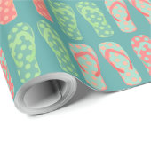 Colorful Dotty Flip Flop Pattern Teal Cadeaupapier (Rol Hoek)