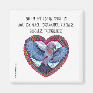 Colorful Dove w Verse over vrede (Galatiërs 5:22) Magneet