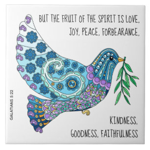 Colorful Dove w Verse over vrede (Galatiërs 5:22) Tegeltje