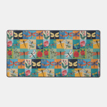 Colorful Dragonflies And Roses Patchwork