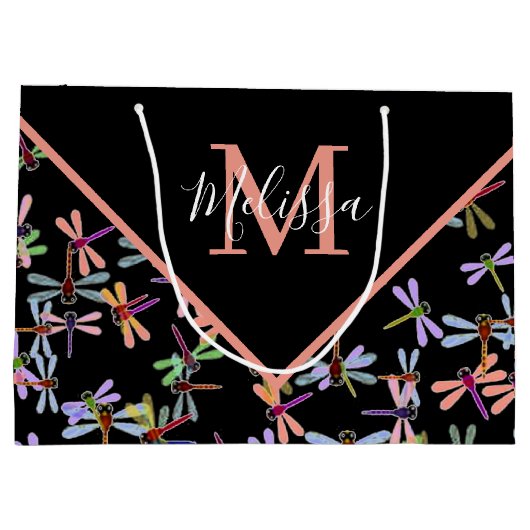 Colorful dragonflies personalized   groot cadeauzakje (Achterkant)