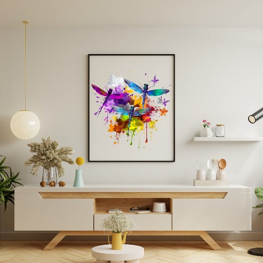 Colorful Dragonflies Poster