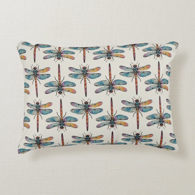 Colorful Dragonfly Pattern Accent Kussen (Voorkant)