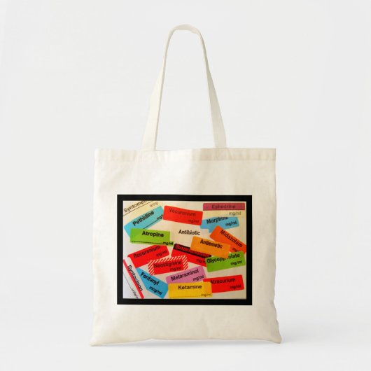 Colorful Drug Label Bag Tote Bag (Voorkant)