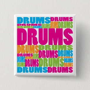Colorful Drums Vierkante Button 5,1 Cm
