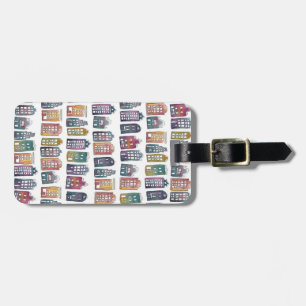 Colorful Dutch Houses Amsterdam Pattern Quirky Bagagelabel