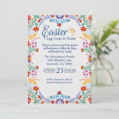 Colorful Easter Blue Gingham Egg Hunt Kaart (Staand voorkant)