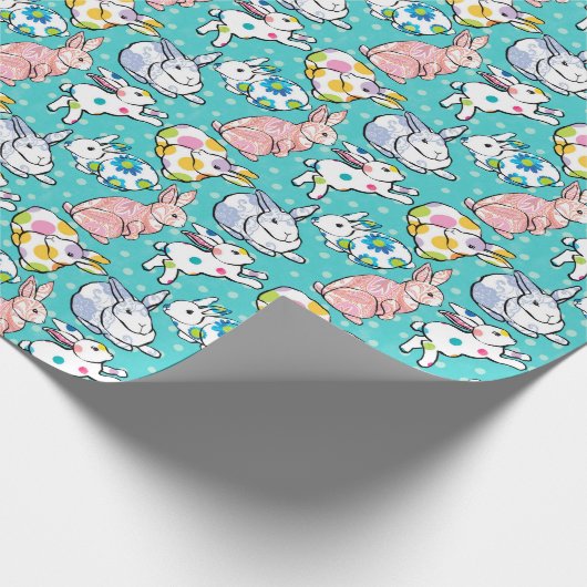 Colorful Easter Bunnies Cadeaupapier (Hoek)