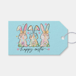 Colorful Easter Bunnies with Bows Cadeaulabel