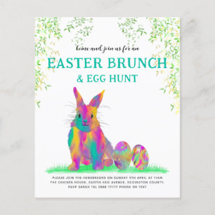 Colorful Easter Bunny Egg Hunt en Brunch Flyer