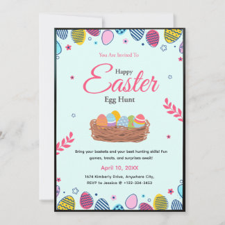 Colorful Easter Egg Hunt Party Invitation 
