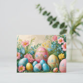 Colorful Easter Eggs and Flowers Feestdagenkaart (Staand voorkant)