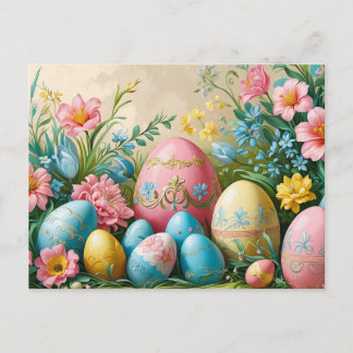 Colorful Easter Eggs and Flowers  Feestdagenkaart