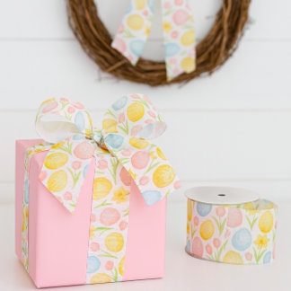 Colorful Easter Eggs and Tulips Springtime Craft Grosgrain Lint