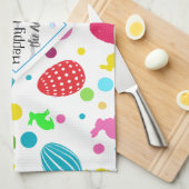 Colorful Easter Eggs, Bunnies, Cupcakes Monogram Theedoek (Quarter Fold)