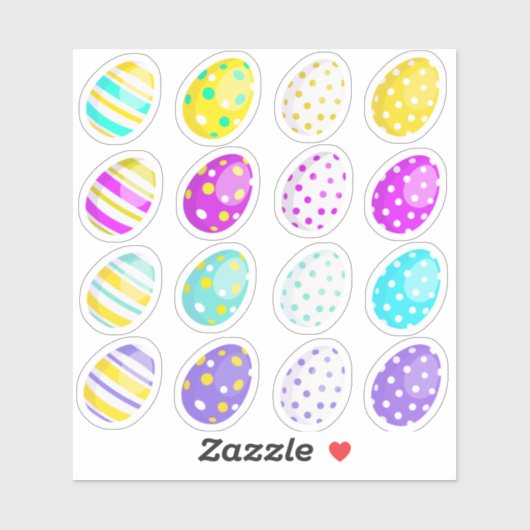 Colorful Easter Eggs Custom-Cut Vinyl Sticker Set (Feuille)