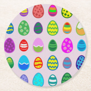 Colorful Easter Eggs Pattern Ronde Kartonnen Onderzetter