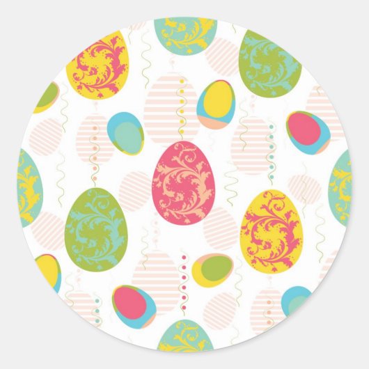 Colorful Easter Eggs Pattern Ronde Sticker (Voorkant)