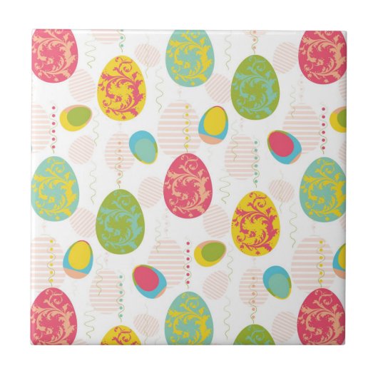 Colorful Easter Eggs Pattern Tegeltje (Voorkant)