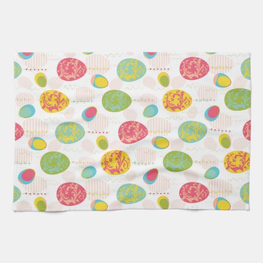 Colorful Easter Eggs Pattern Theedoek (Horizontaal)