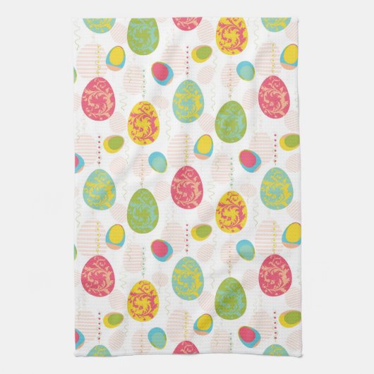 Colorful Easter Eggs Pattern Theedoek (Verticaal)