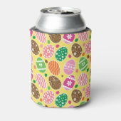 Colorful Easter Pattern Yellow Background Blikjeskoeler (Blikje Achterkant)
