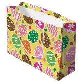 Colorful Easter Pattern Yellow Background Groot Cadeauzakje (Achterkant Gekanteld)