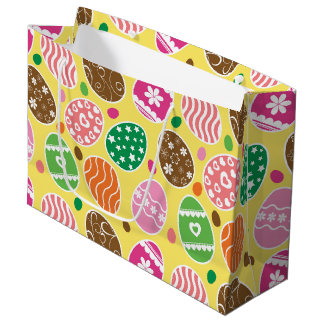 Colorful Easter Pattern Yellow Background Groot Cadeauzakje