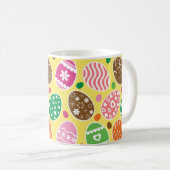 Colorful Easter Pattern Yellow Background Koffiemok (Voorkant rechts)