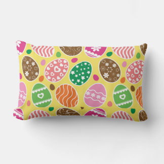 Colorful Easter Pattern Yellow Background Kussen