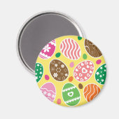 Colorful Easter Pattern Yellow Background Magneet (Voorkant / Achterkant)
