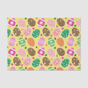 Colorful Easter Pattern Yellow Background Tissuepapier