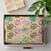 Colorful Easter Pattern Yellow Background Tissuepapier (Geschenk)
