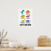 Colorful Educational Dinosaurs Kids Room Poster (Keuken)