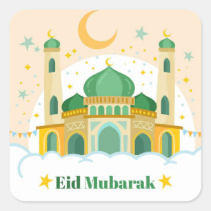 Colorful Eid al fitr Mubarakgreetings Vierkante Sticker