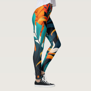 Colorful Elegant Tropical Leaves en Flowers   Leggings