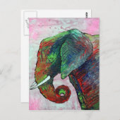 Colorful Elephant Art Briefkaart (Voorkant / Achterkant)