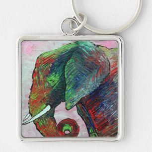 Colorful Elephant Art Sleutelhanger