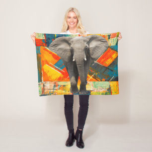 Colorful Elephant Blanket Fleece Deken