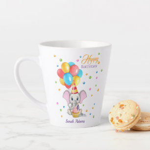 Colorful Elephant Cartoon Kinderen van Birthday La Latte Mok