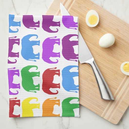 Colorful Elephant Pattern Theedoek (Quarter Fold)