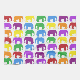 Colorful Elephant Pattern Theedoek