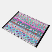 Colorful Elephants met Aztec Pattern Deurmat (Schuin)