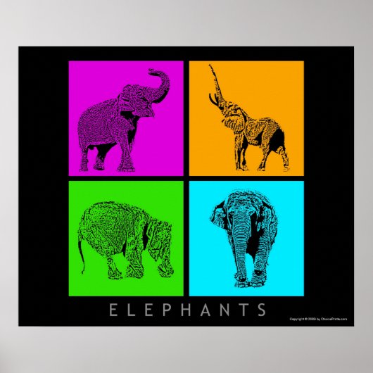 Colorful Elephants Poster (Voorkant)