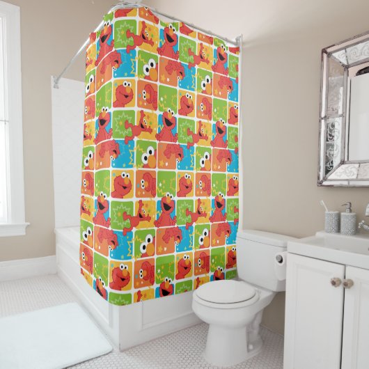 Colorful Elmo Grid Pattern Douchegordijn (In situ)