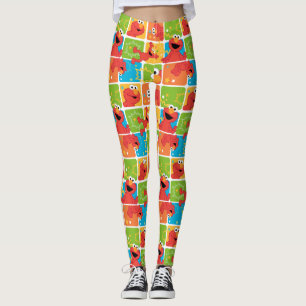 Colorful Elmo Grid Pattern Leggings
