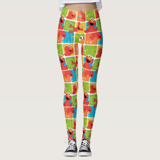 Colorful Elmo Grid Pattern Leggings (Voorkant)